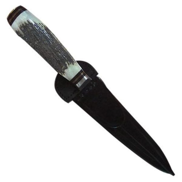 Cuchillo De Ciervo 14 Cm Acero Inox Vaina Cuero Vaqueta Fina