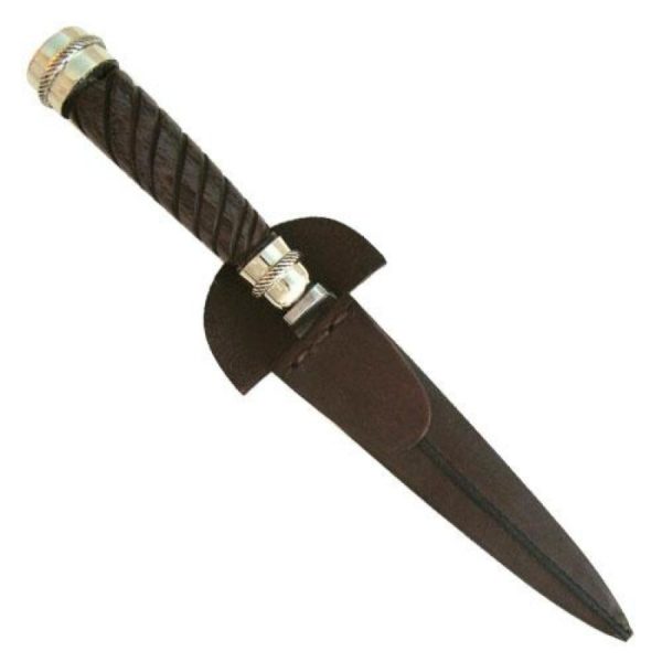 Cuchillo Madera Galloneada 14Cm Acero Inox Vaina Vaqueta Cocida