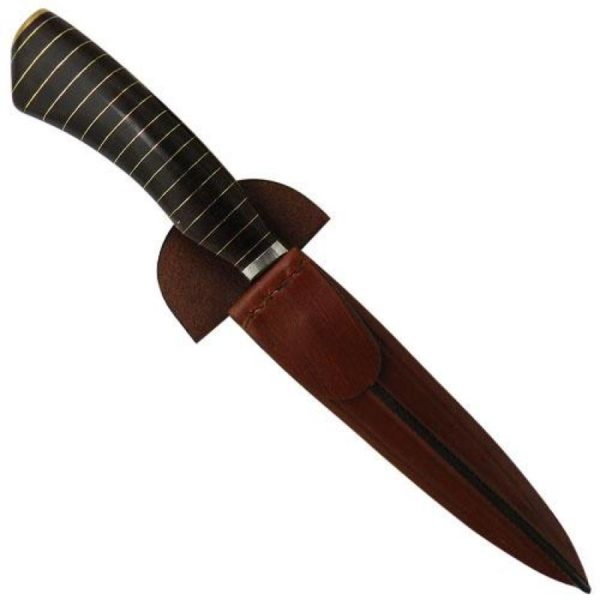 Cuchillo Suela Combinado 14Cm Acero Inox Vaina Vaqueta Cocida