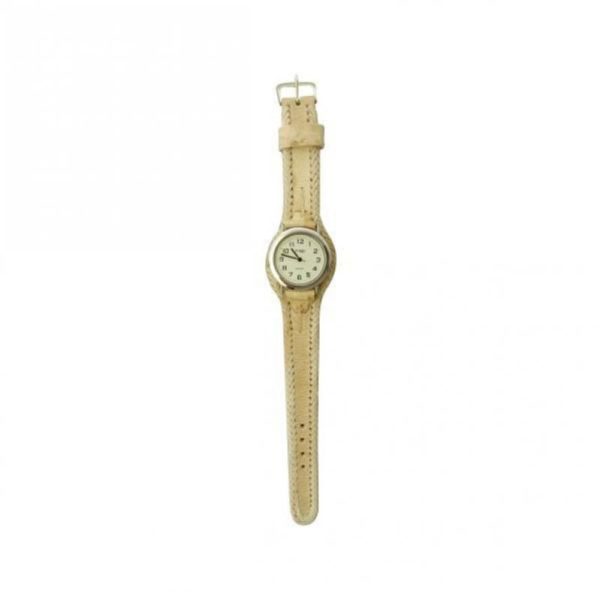 Reloj Con Malla De Cuero Crudo Hombre