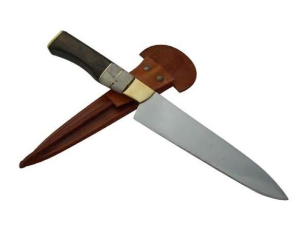 Cuchillo Entrerriano Madera 17Cm Acero Inox Vaina Vaqueta