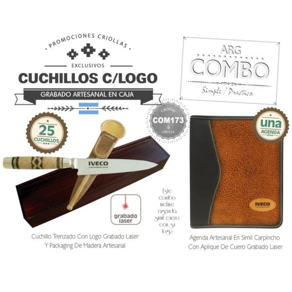 Combo 25 Cuchillos CCaja Grabados  Una Agenda Grabada De Regalo