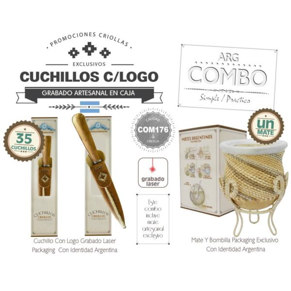 Combo 35 Cuchillos Grabados Un Mate Fino CCaja De Regalo