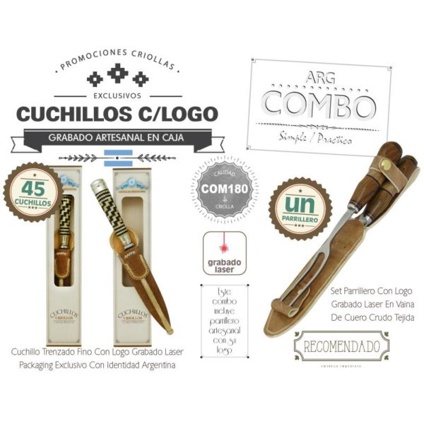 Combo 45 Cuchillos Grabados Un Set Criollo Grabado De Regalo