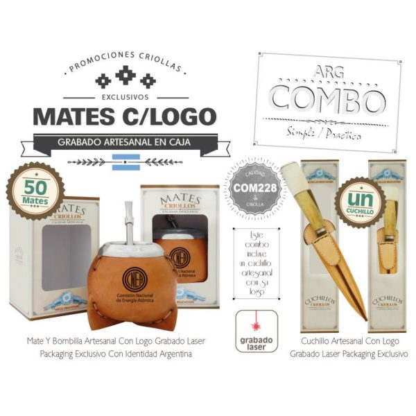 Combo 50 Mates Grabados Un Cuchillo Grab De Regalo