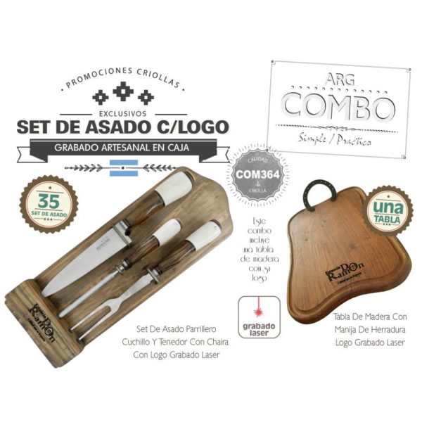 Combo 35 Set de Asado Grabados Un Tabla Grabada De Regalo