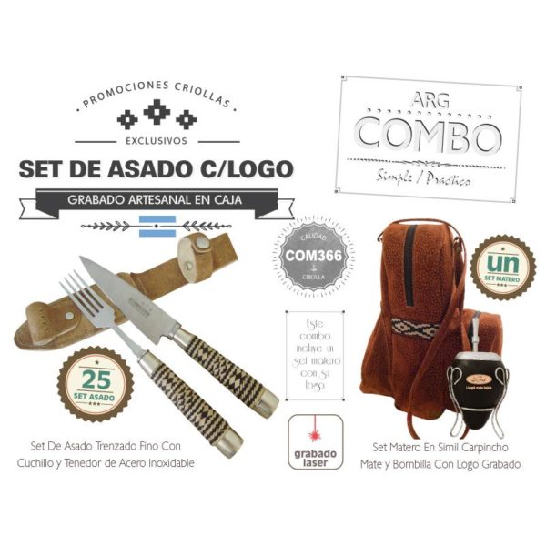 Combo 25 Set de Asado Grabados Un Set Matero De Regalo