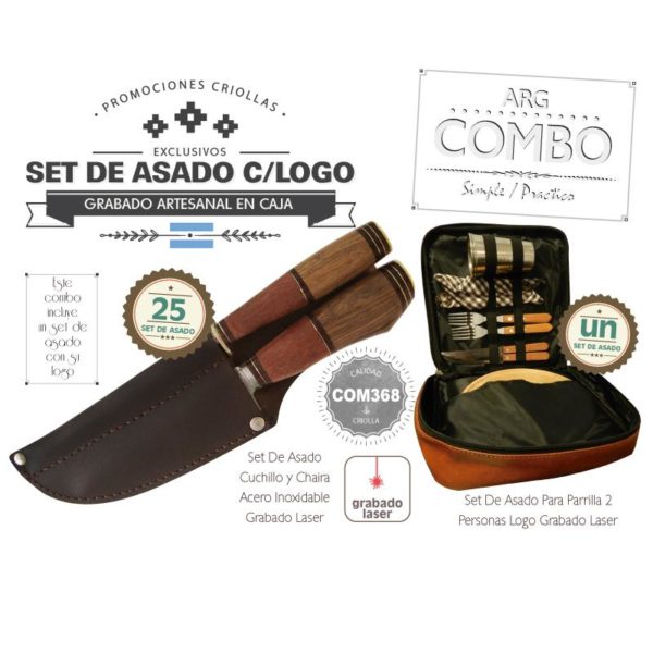 Combo 25 Set de Asado Grabado Un Set De Asado Grabado De Regalo