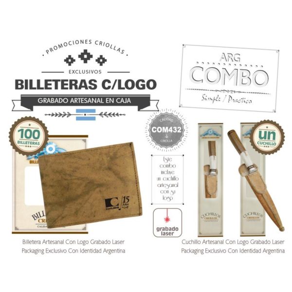 Combo 100 Billeteras Grabados Un Cuchillo Grabado De Regalo