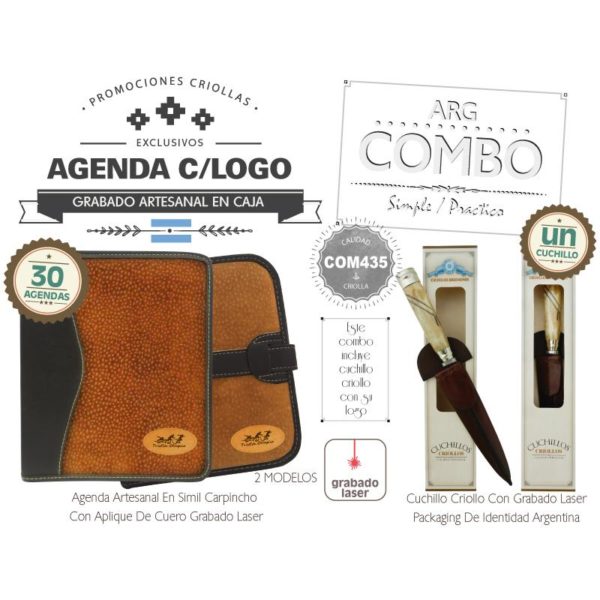 Combo 30 Agendas Grabadas Un Cuchillo Grabado De Regalo